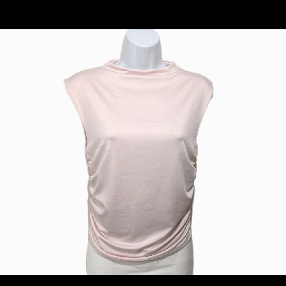 Love In The Moment Ruched Fitted Shape High Neck Sleeveless Top Blouse L City